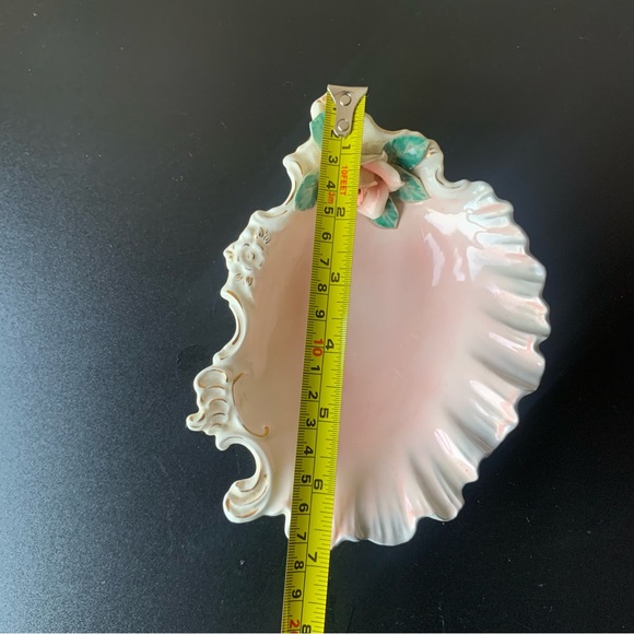 Pasaden Calif Forence Ceramics Pink Trinket Soap Dish Applied Flowers - Picture 5 of 11